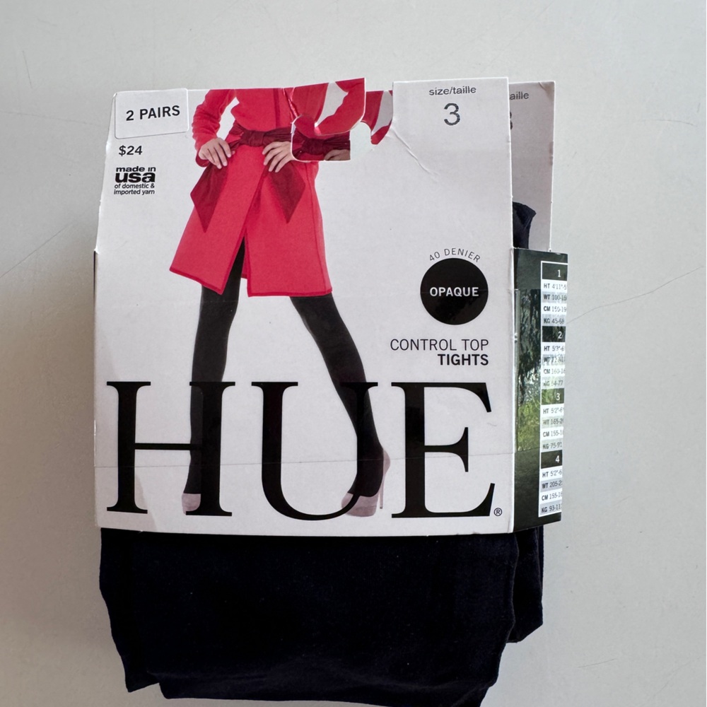 Hue heavy denier control top tights women’s size c - black